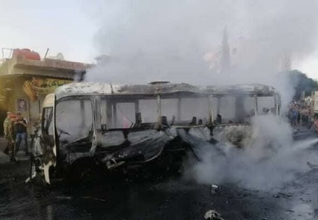 انفجار في حافلة عسكرية عند مدخل مساكن الحرس بدمشق
