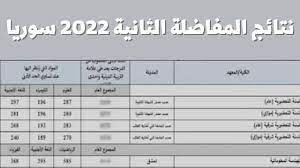 نتائج المفاضلة الثانية في سوريا 2022