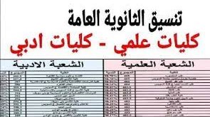 تنسيق المرحله الثالثه 2022 علمى وأدبى